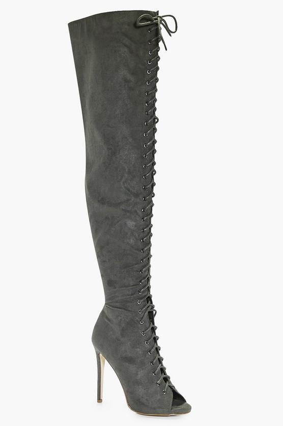 Amber Lace Up Thigh High Boot